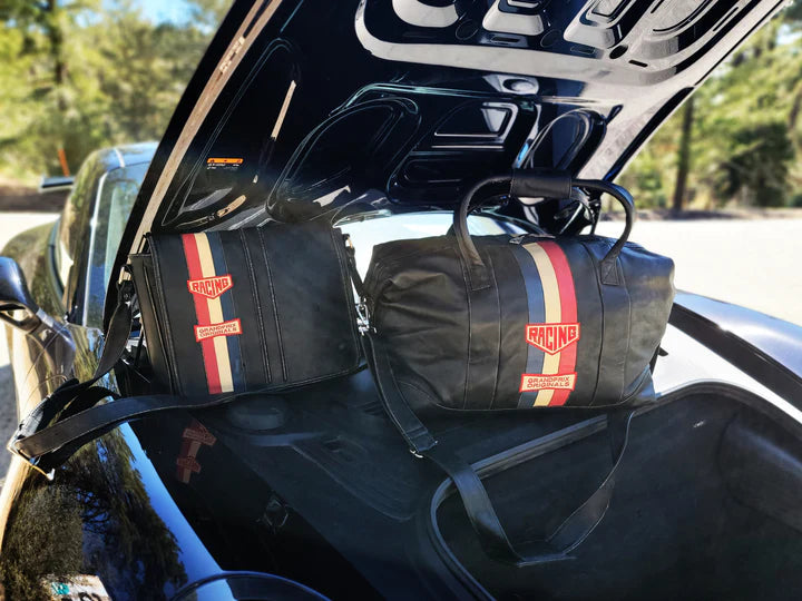 GrandPrix Originals Limited Edition Vintage Leather Silverstone Messenger Bag - Black Bags GrandPrix Originals USA 