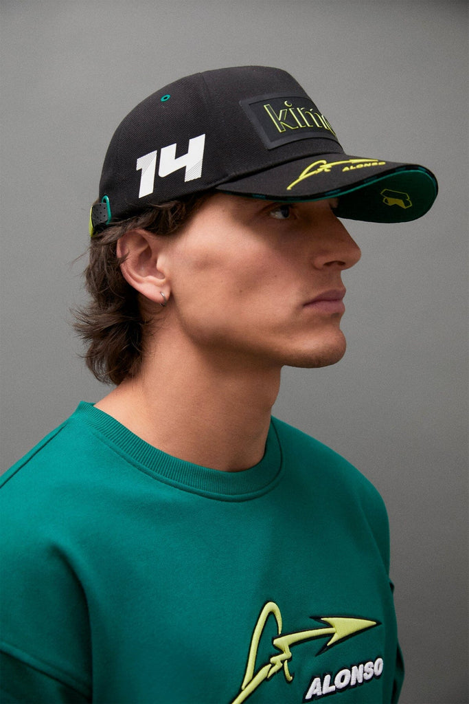 Aston Martin F1 Kimoa Fernando Alonso Patch Hat- Black/Lime Hats Aston Martin F1 