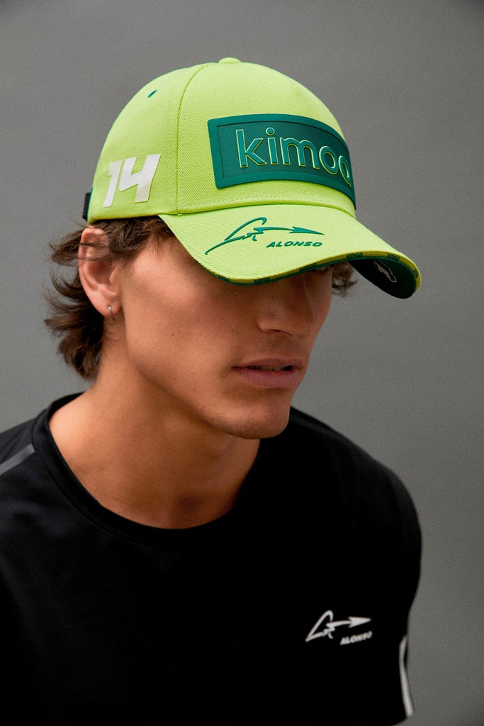 Aston Martin F1 Kimoa Fernando Alonso Patch Hat- Black/Lime Hats Aston Martin F1 