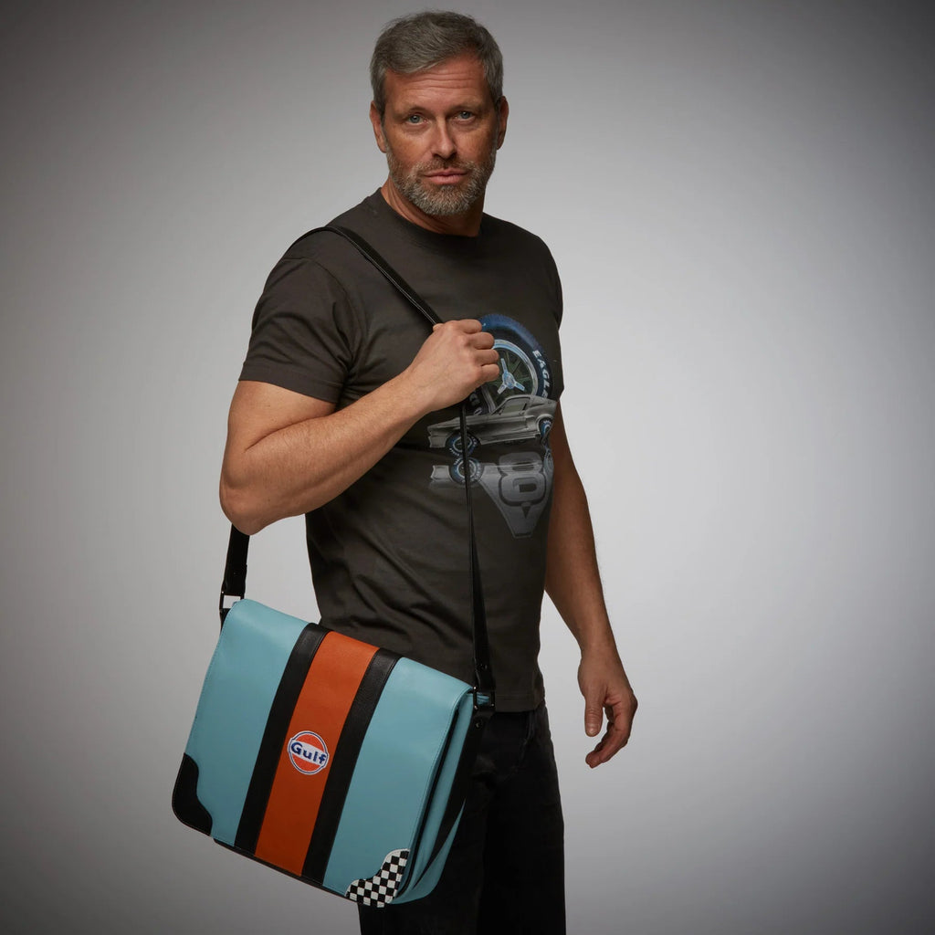 GrandPrix Originals Gulf Silverstone Messenger Bag - Gulf Blue Bags GrandPrix Originals USA 