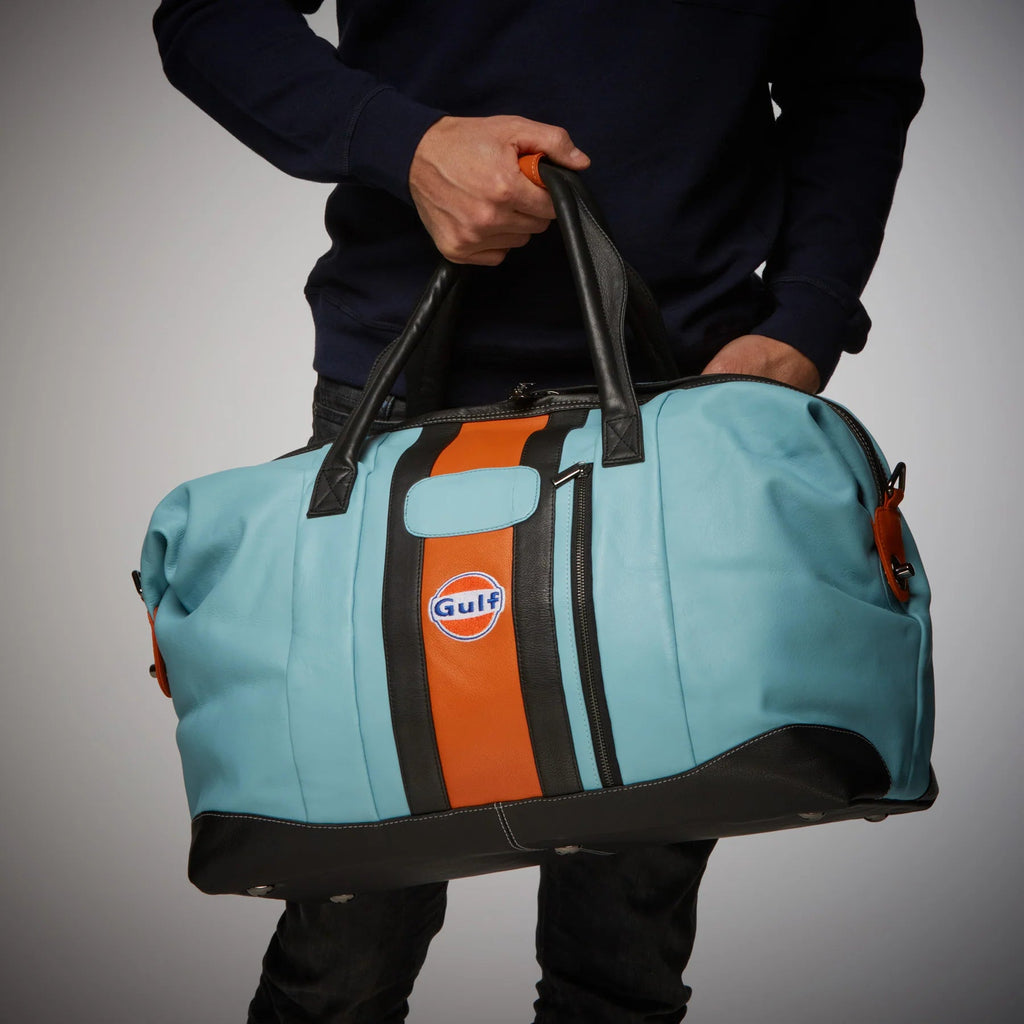 GrandPrix Originals Gulf Leather Large Duffel Bag - Gulf Blue Bags GrandPrix Originals USA 