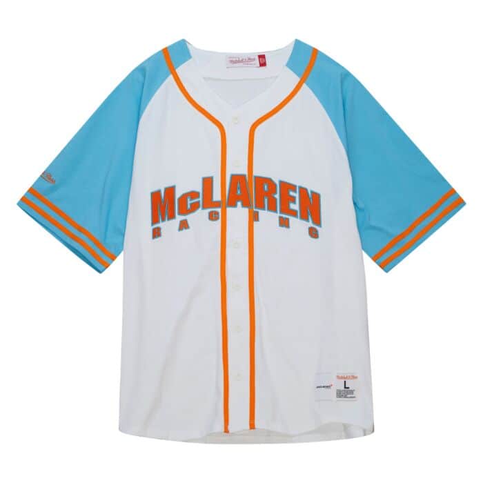 McLaren Racing F1 Special Edition Miami GP Mitchell & Ness Baseball Jersey - Blue/Pink Jersey McLaren-Castore XS Blue 