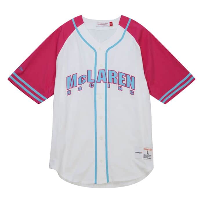McLaren Racing F1 Special Edition Miami GP Mitchell & Ness Baseball Jersey - Blue/Pink Jersey McLaren-Castore XS Pink 