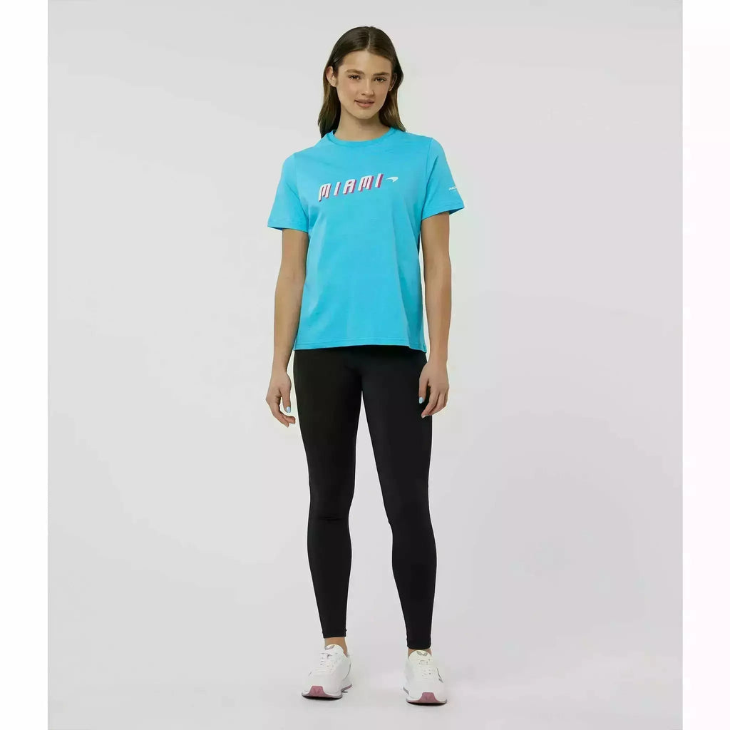 McLaren F1 Women's Miami Neon Graphic T-Shirt-White/Vice Blue/Beetroot Purple/Crystal Rose T-shirts Light Gray