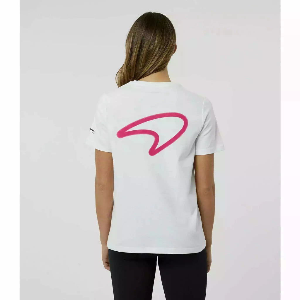 McLaren F1 Women's Miami Neon Graphic T-Shirt-White/Vice Blue/Beetroot Purple/Crystal Rose T-shirts Light Gray
