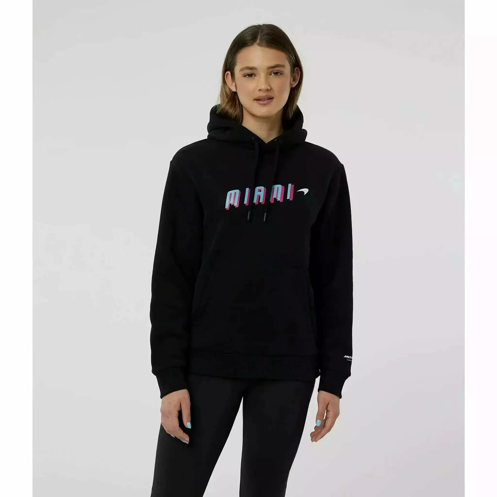 McLaren F1 Women's Miami Neon Graphic Hoodie -Black/Vice Blue/Beetroot Purple Hoodies Black