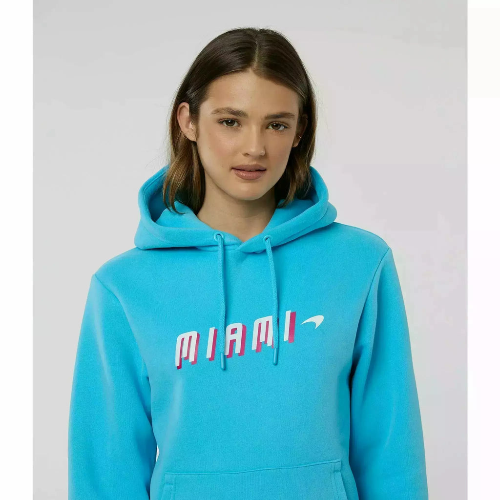 McLaren F1 Women's Miami Neon Graphic Hoodie -Black/Vice Blue/Beetroot Purple Hoodies Light Gray