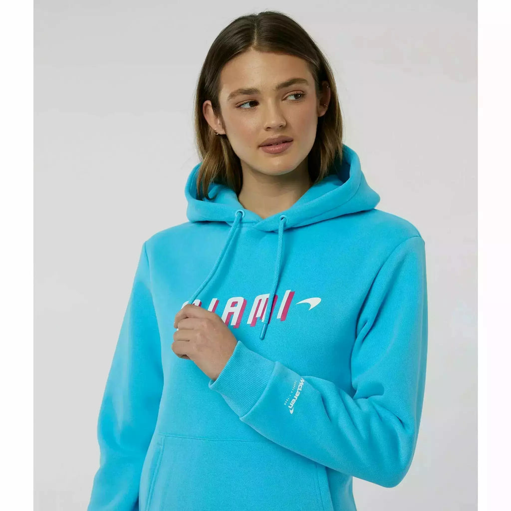 McLaren F1 Women's Miami Neon Graphic Hoodie -Black/Vice Blue/Beetroot Purple Hoodies Light Gray