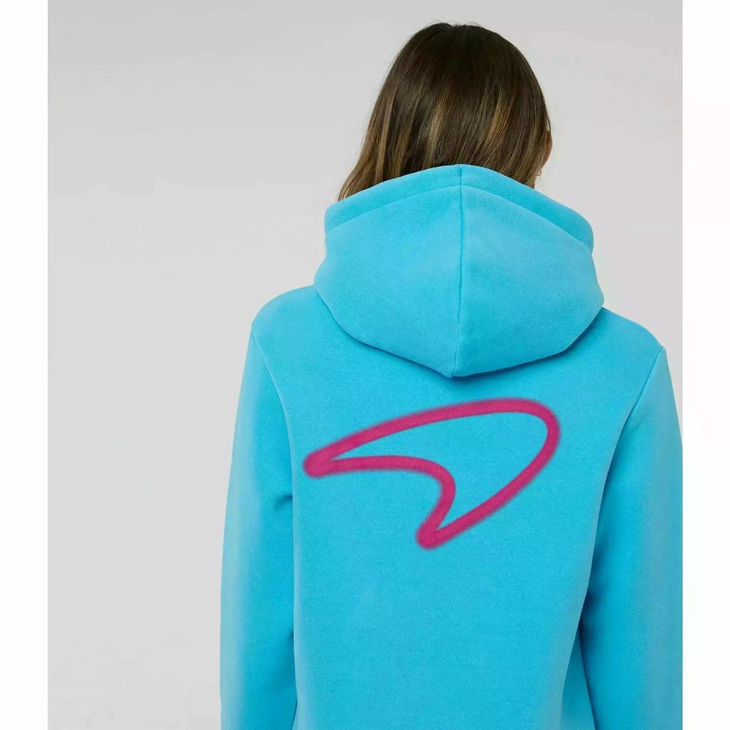 McLaren F1 Women's Miami Neon Graphic Hoodie -Black/Vice Blue/Beetroot Purple Hoodies Medium Turquoise