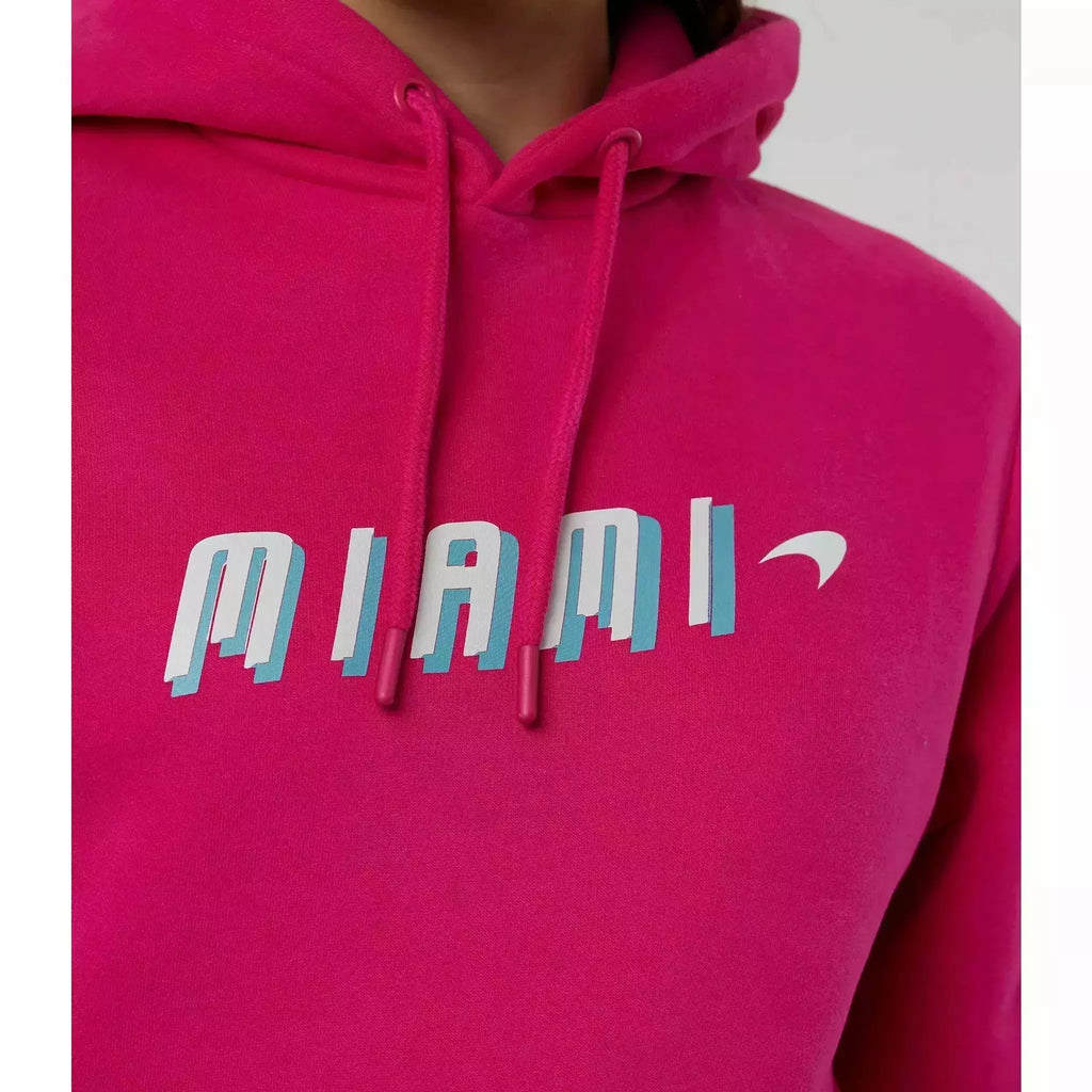 McLaren F1 Women's Miami Neon Graphic Hoodie -Black/Vice Blue/Beetroot Purple Hoodies Maroon