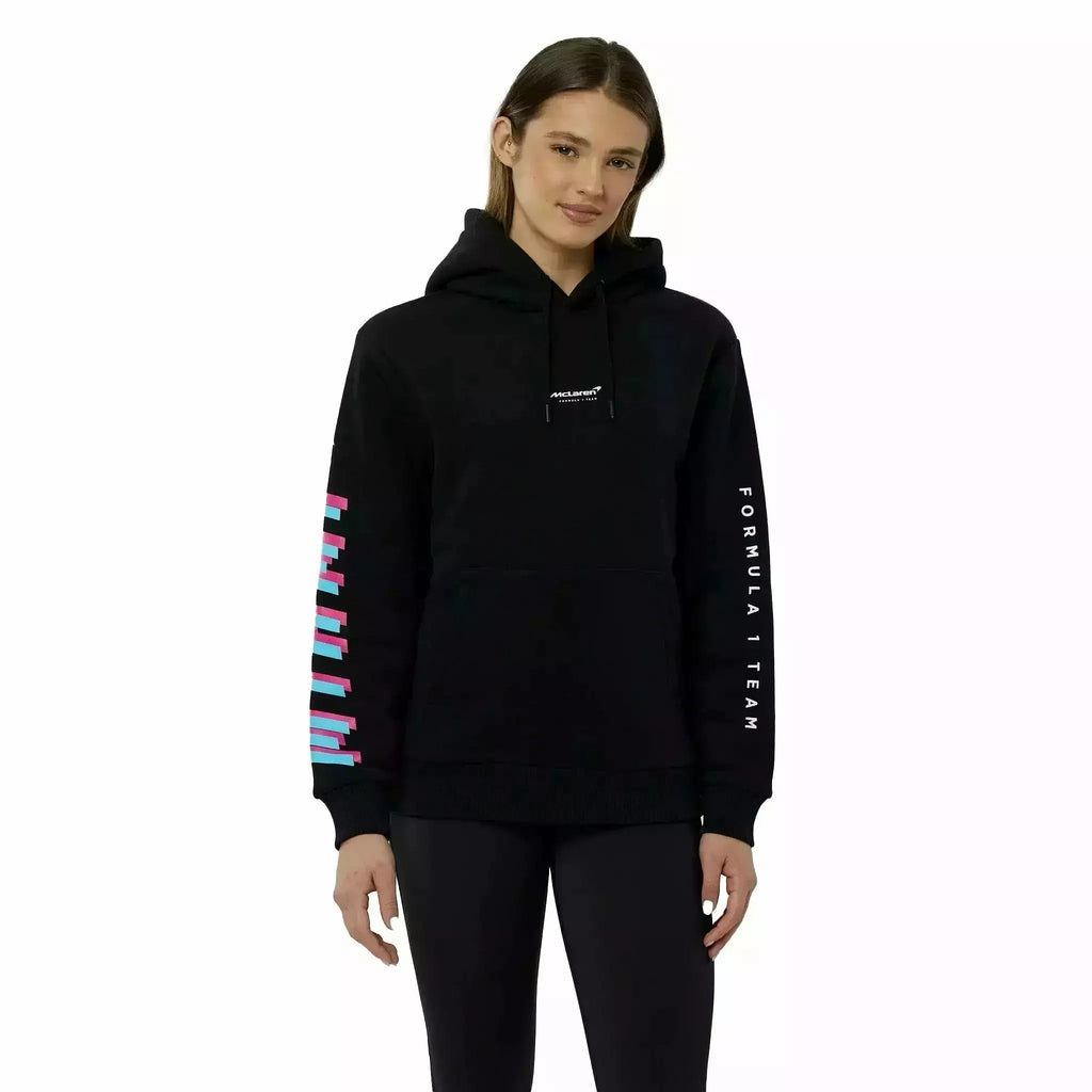 McLaren F1 Women's Miami Neon Logo Hoodie -Black/Vice Blue Hoodies Black