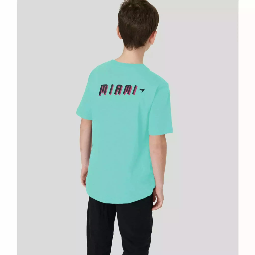 McLaren F1 Kids Miami Neon Logo T-Shirt-Vice Blue/Aqua Sky T-shirts Light Gray