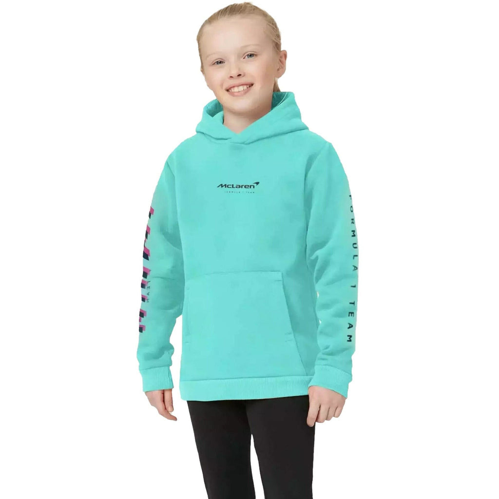 McLaren F1 Kids Miami Neon Logo Hoodie-Vice Blue/Aqua Sky Hoodies Medium Aquamarine