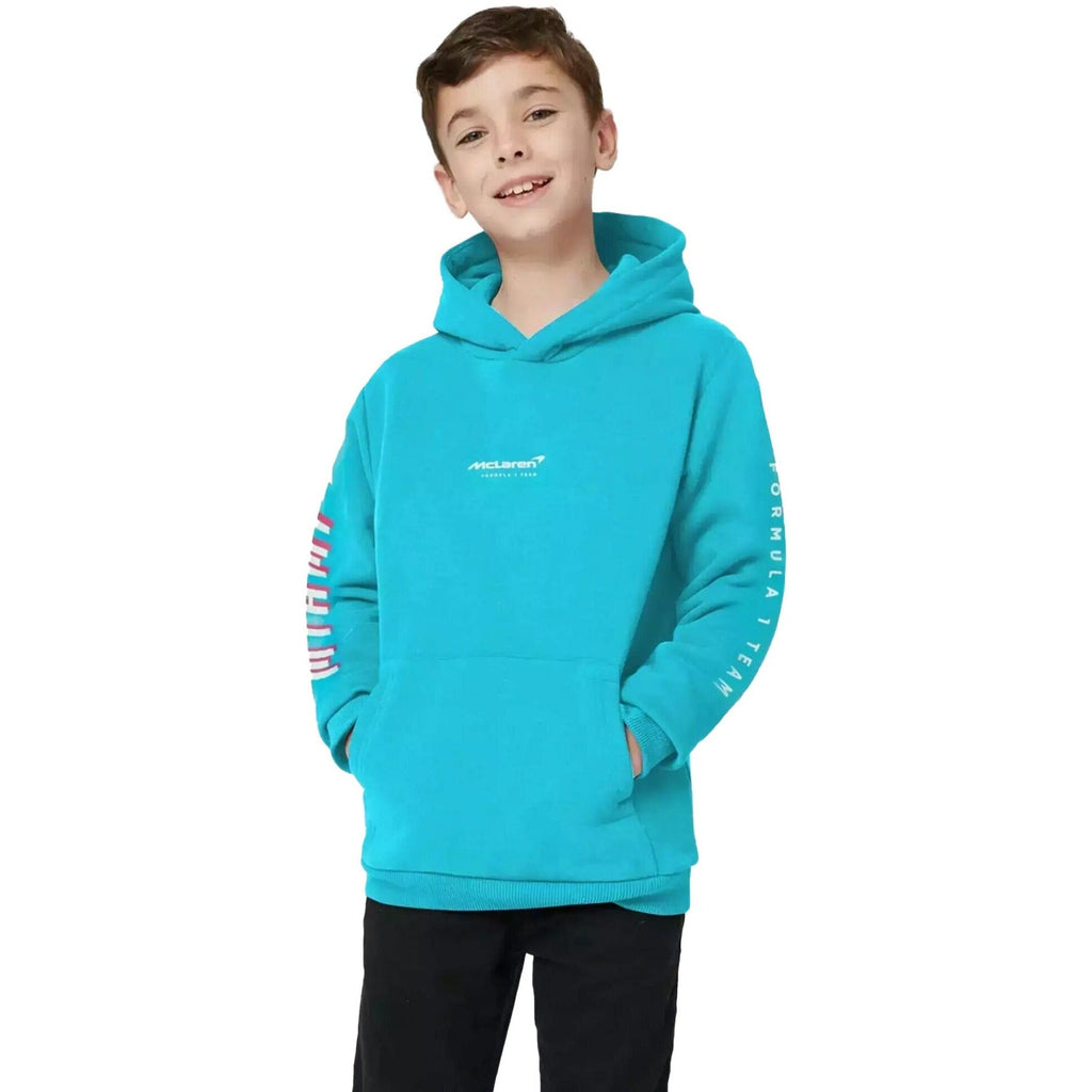 McLaren F1 Kids Miami Neon Logo Hoodie-Vice Blue/Aqua Sky Hoodies Dark Turquoise
