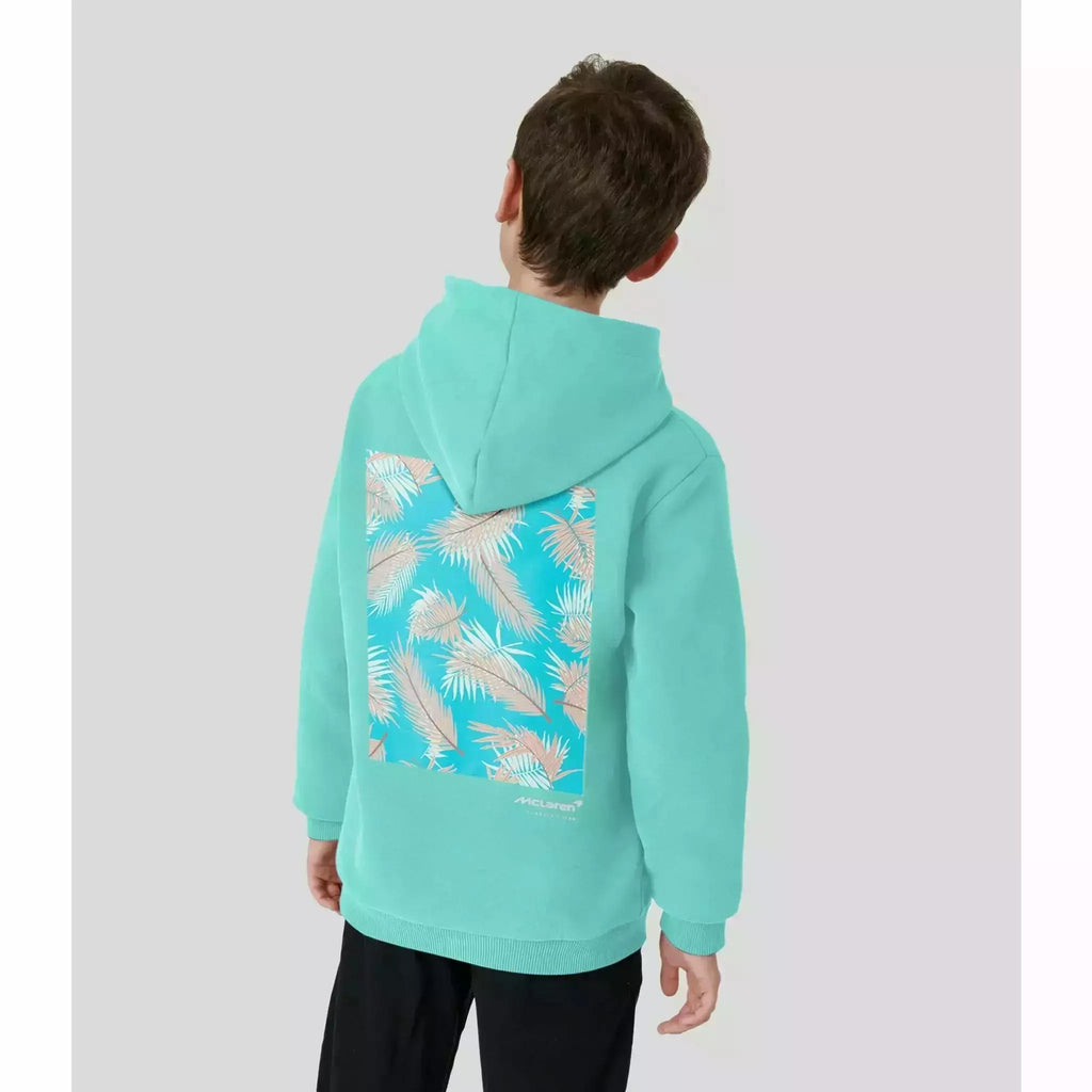 McLaren F1 Kids Miami Miami Palm Graphic Hoodie-Black/Aqua Sky Hoodies Light Gray