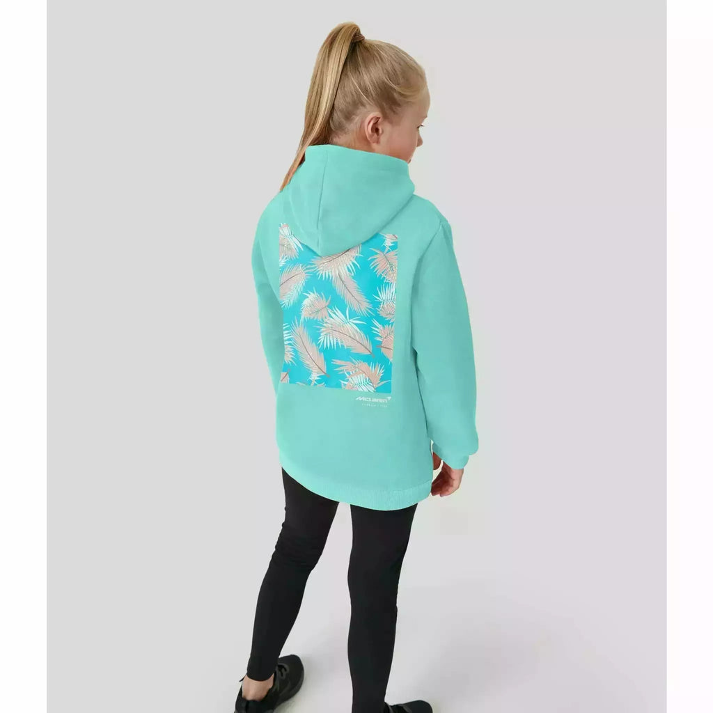McLaren F1 Kids Miami Miami Palm Graphic Hoodie-Black/Aqua Sky Hoodies Light Gray