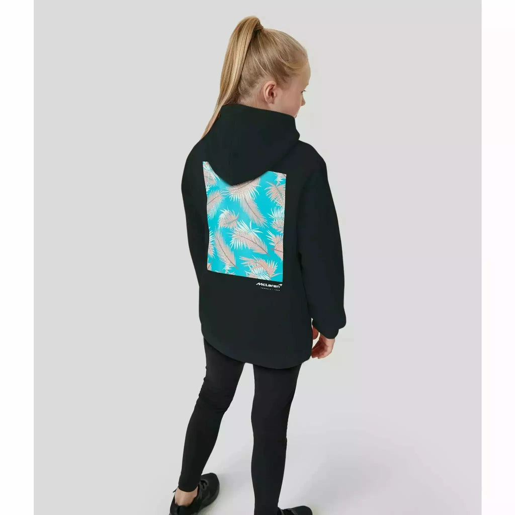 McLaren F1 Kids Miami Miami Palm Graphic Hoodie-Black/Aqua Sky Hoodies Light Gray