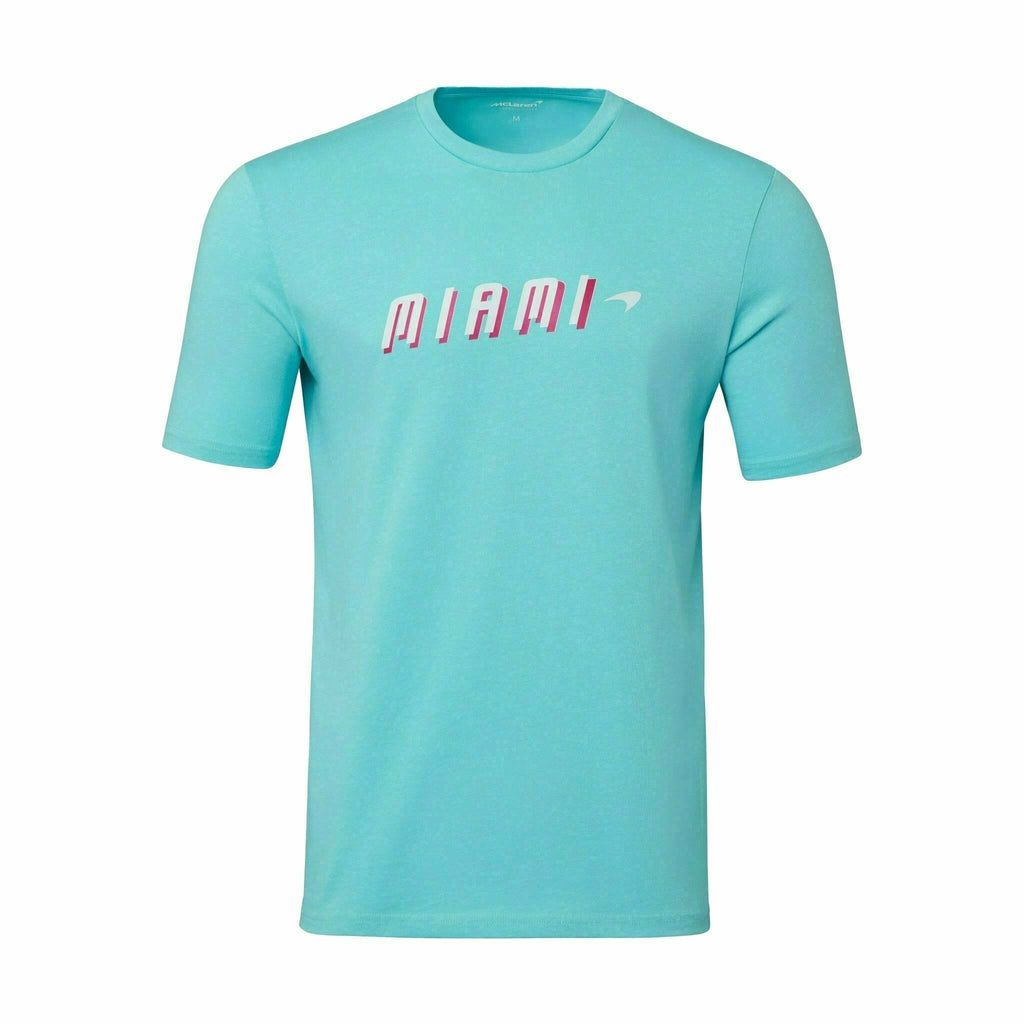 McLaren F1 Men's Miami Neon Graphic T-Shirt-Black/White/Vice Blue/Beetroot Purple/Crystal Rose/Aqua Sky T-shirts Sky Blue