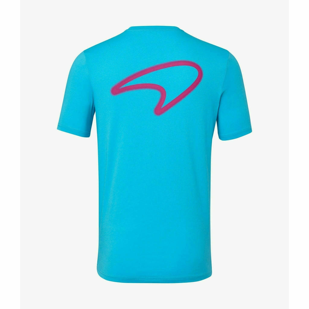 McLaren F1 Men's Miami Neon Graphic T-Shirt-Black/White/Vice Blue/Beetroot Purple/Crystal Rose/Aqua Sky T-shirts Dark Turquoise