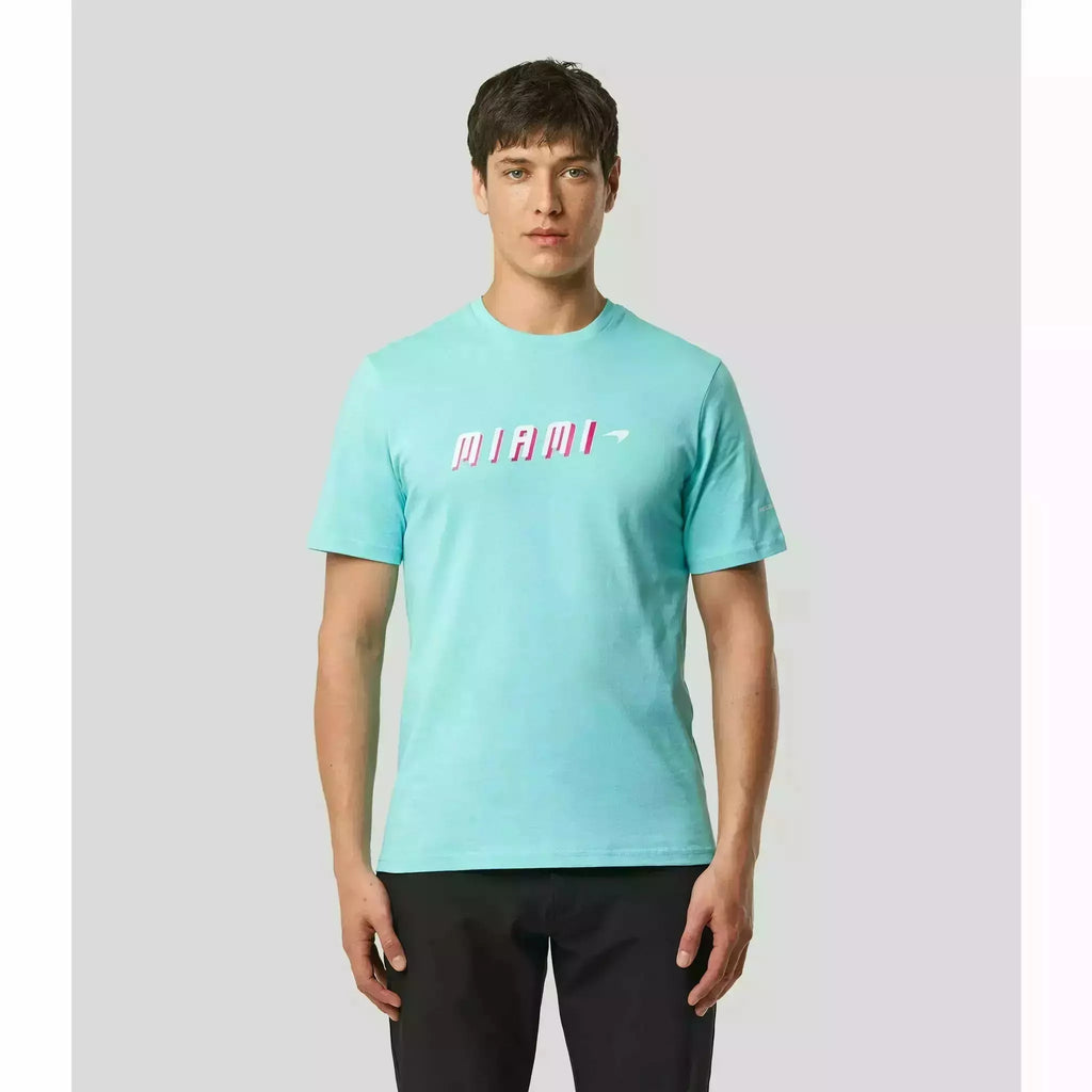 McLaren F1 Men's Miami Neon Graphic T-Shirt-Black/White/Vice Blue/Beetroot Purple/Crystal Rose/Aqua Sky T-shirts Light Gray