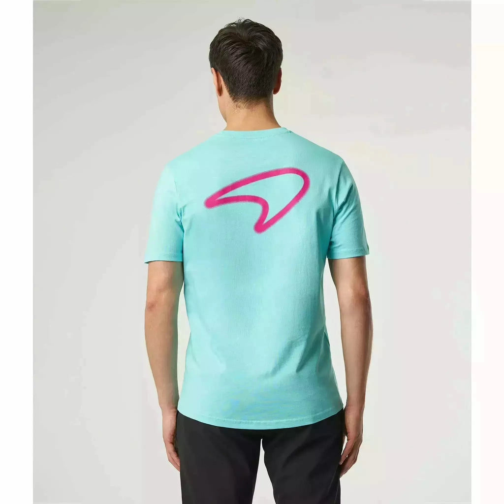 McLaren F1 Men's Miami Neon Graphic T-Shirt-Black/White/Vice Blue/Beetroot Purple/Crystal Rose/Aqua Sky T-shirts Light Gray
