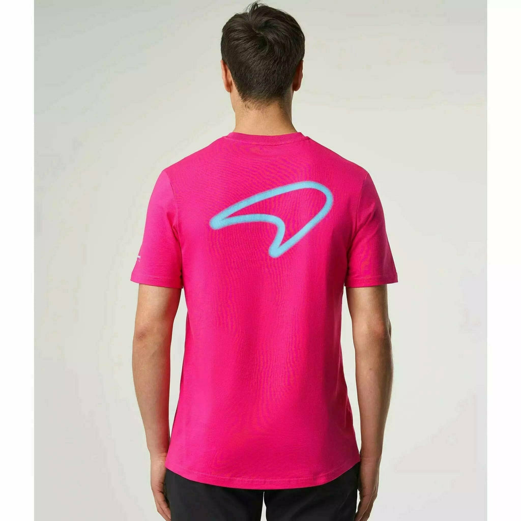 McLaren F1 Men's Miami Neon Graphic T-Shirt-Black/White/Vice Blue/Beetroot Purple/Crystal Rose/Aqua Sky T-shirts Light Gray