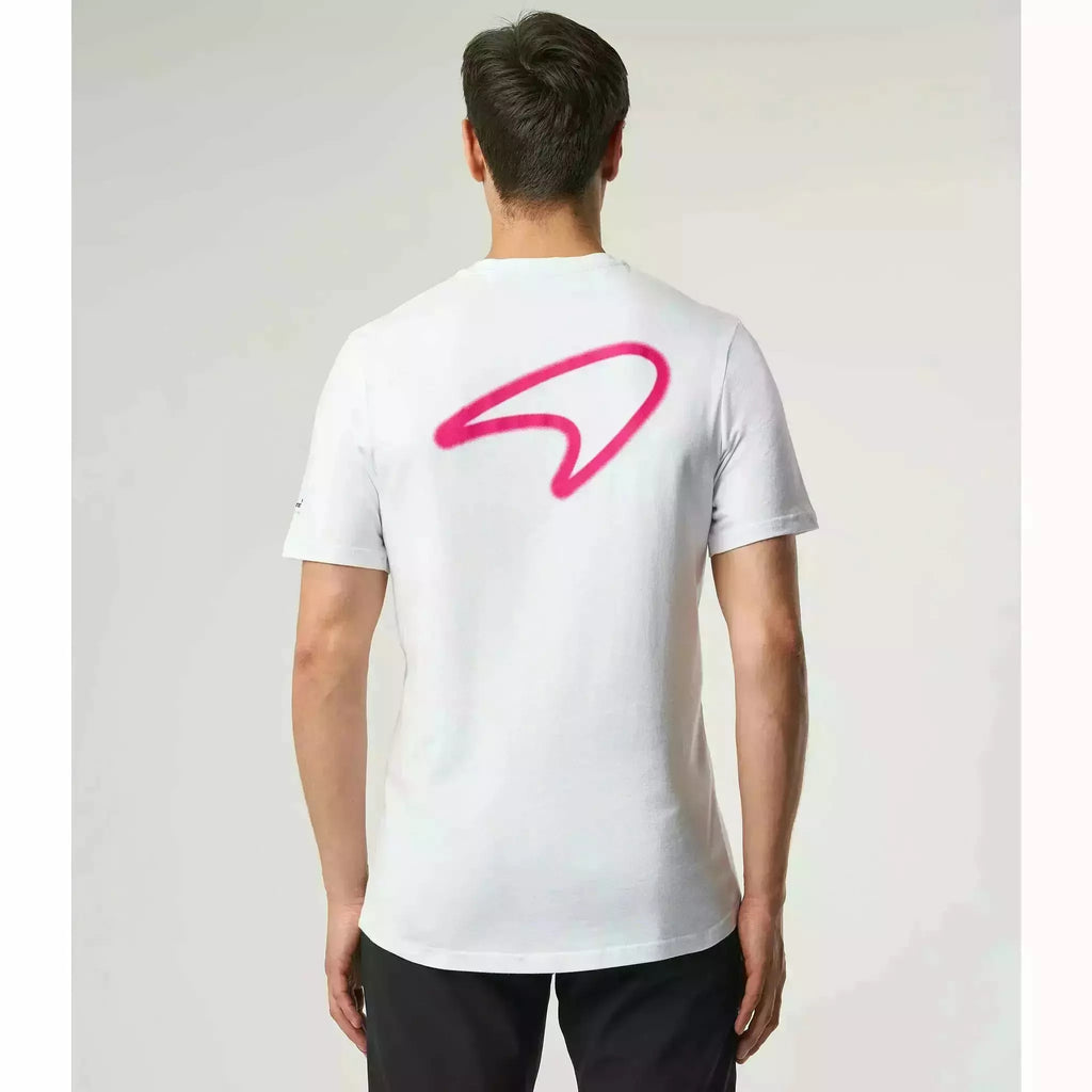 McLaren F1 Men's Miami Neon Graphic T-Shirt-Black/White/Vice Blue/Beetroot Purple/Crystal Rose/Aqua Sky T-shirts Light Gray