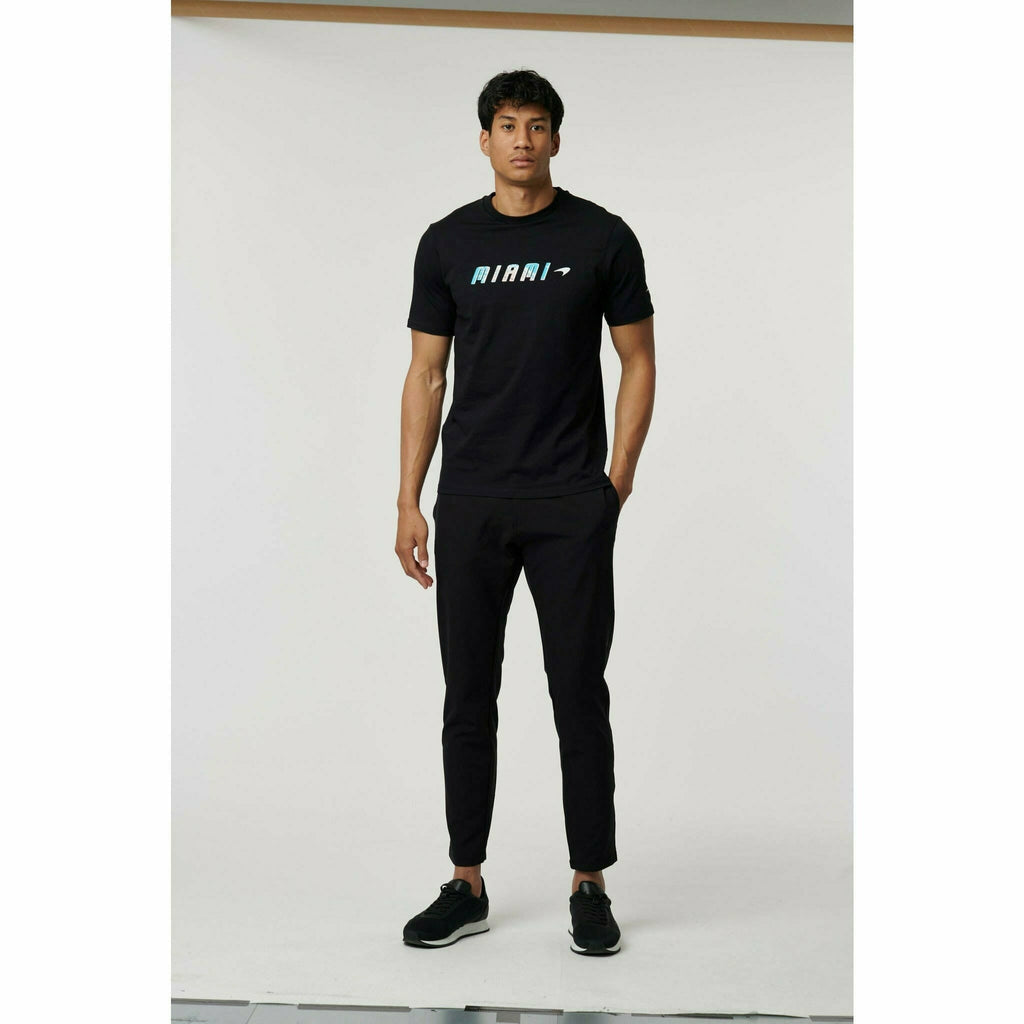 McLaren F1 Men's Miami Palm Graphic T-Shirt-Black/Aqua Sky/Crystal Rose T-shirts Light Gray