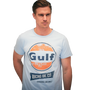 GrandPrix Originals Men's Gulf Vintage Racing Oil T-Shirt - Gulf Blue/Cream T-shirts GrandPrix Originals USA S Blue