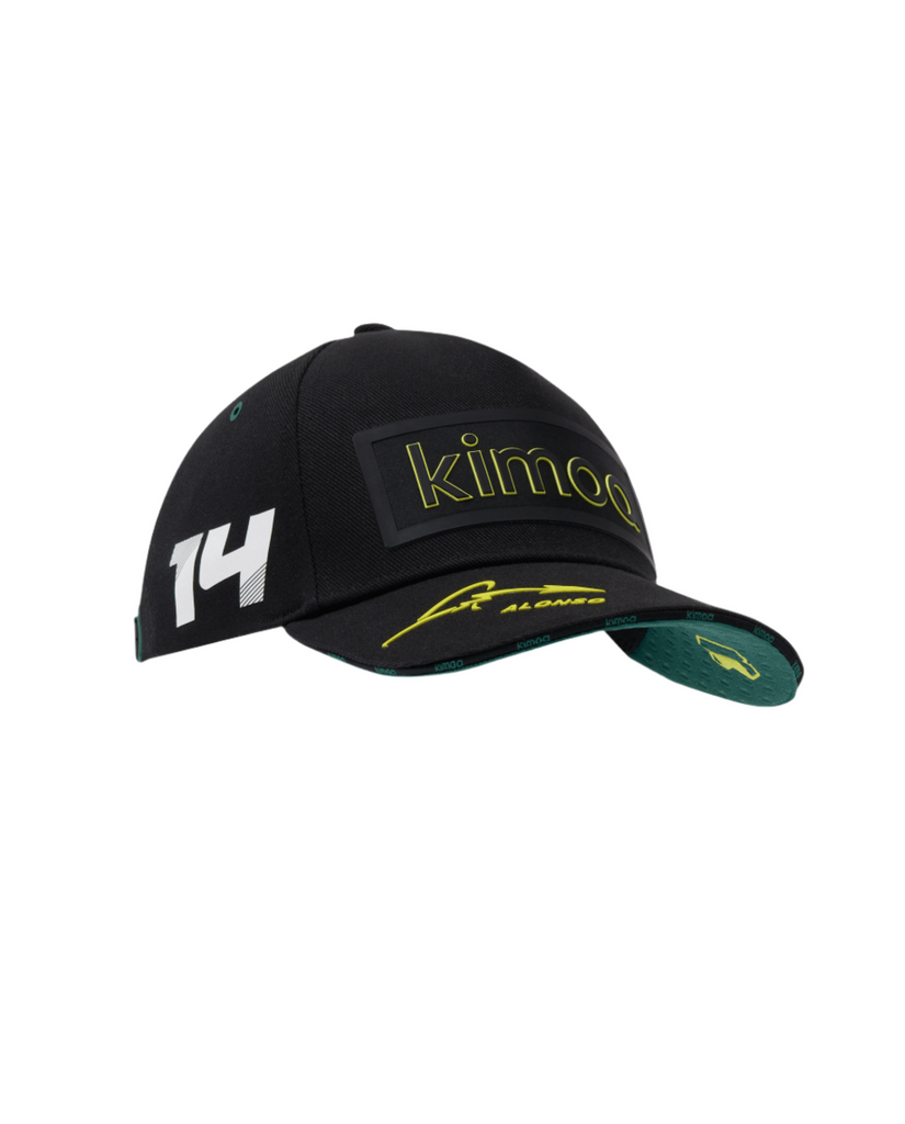 Aston Martin F1 Kimoa Fernando Alonso Patch Hat- Black/Lime Hats Aston Martin F1 Black 